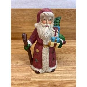 Vintage Christmas Ceramic Santa Claus Candle Holder Decorative Figurine
